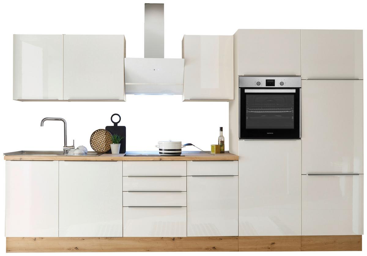 Küchenzeile Mit Geräten B: 340 Cm Weiß - Weiß Hochglanz/Weiß, LIFESTYLE, Holzwerkstoff (340cm) - Respekta