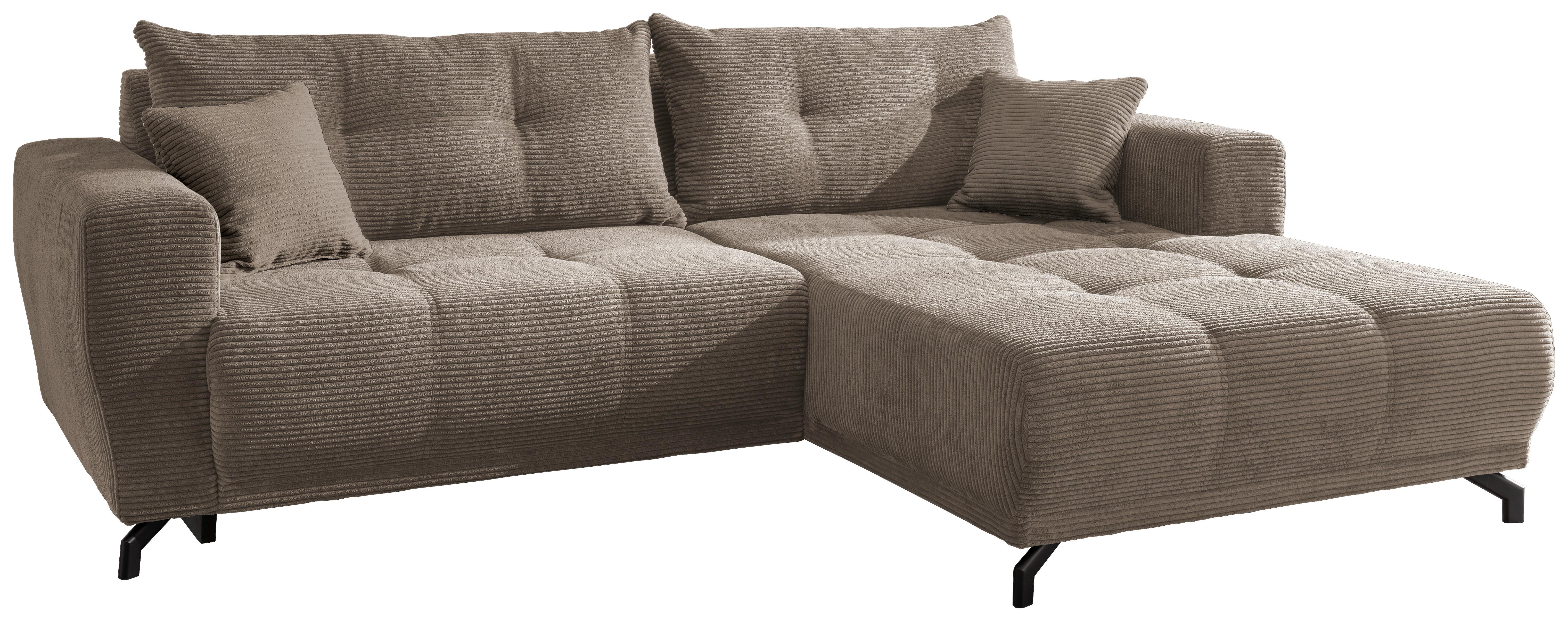 Ecksofa Restato Graubraun S: 246/177 cm - Graubraun/Schwarz, MODERN, Holz/Textil (246/177cm) - MID.YOU