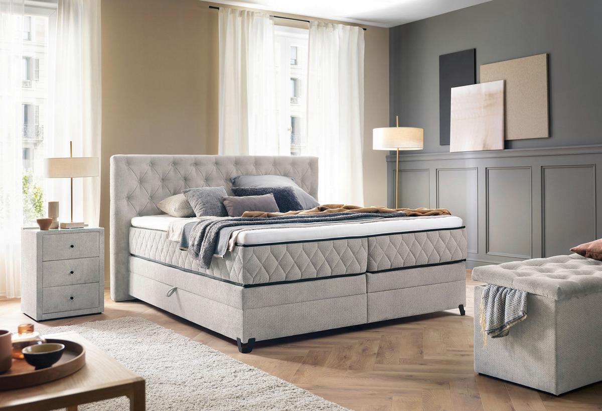 Boxspringbett Carmen A Champagner 160x200 Cm - Türkis/Champagner, KONVENTIONELL, Holz/Holzwerkstoff (160/200cm) - James Wood