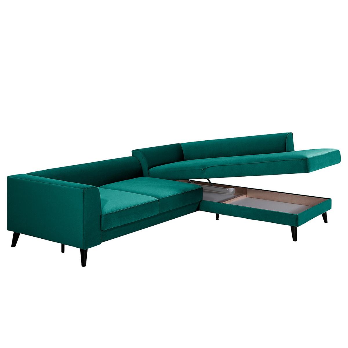 Eckschlafsofa Lumber Jack Petrol S: 264x203 Cm - Wengefarben/Petrol, MODERN, Textil (264/203cm) - Trendmanufaktur