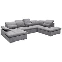 Wohnlandschaft mit Schlaffunktion Wayne, Webstoff - Dunkelgrau/Silberfarben, KONVENTIONELL, Textil (188/340/240cm) - MID.YOU