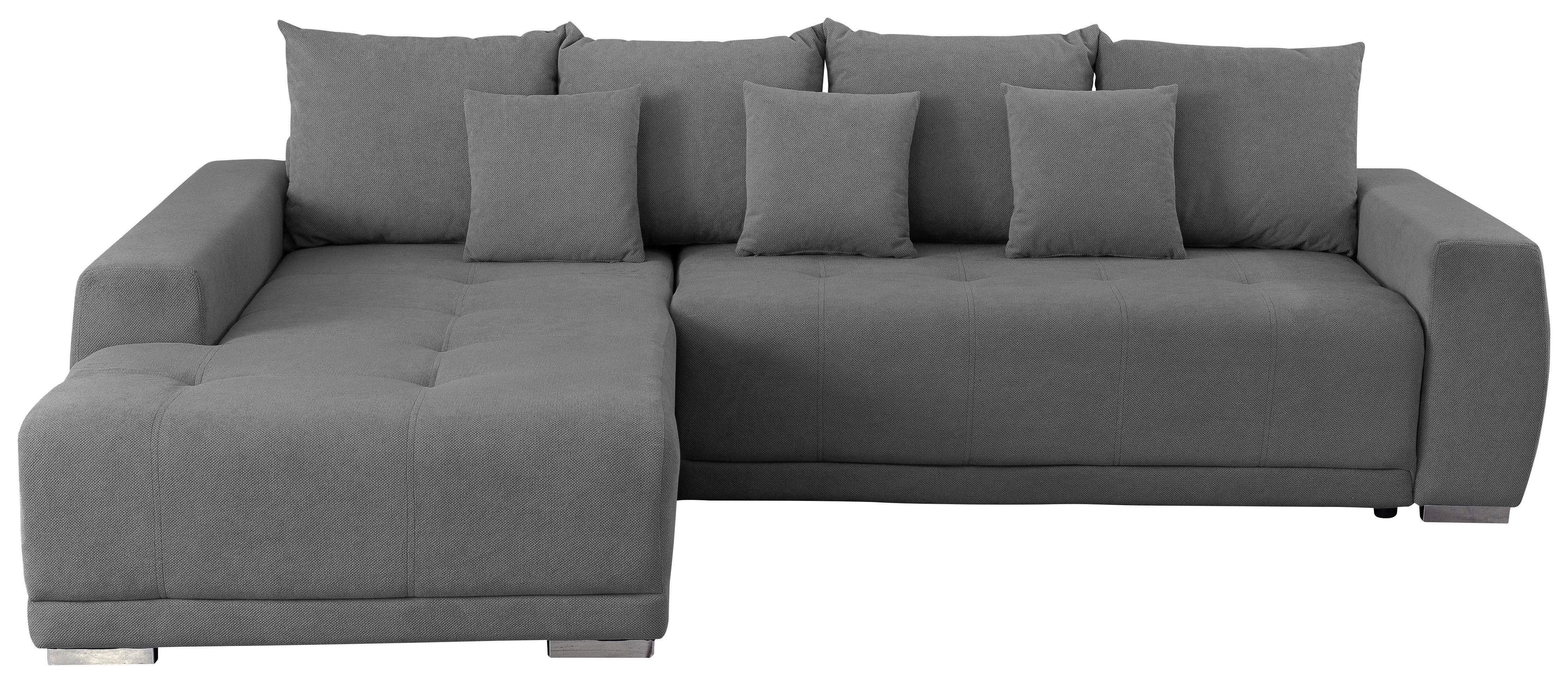 Ecksofa Madeleine Dunkelgrau S: 204x280cm - Dunkelgrau/Silberfarben, Design, Textil (204/280cm) - MID.YOU