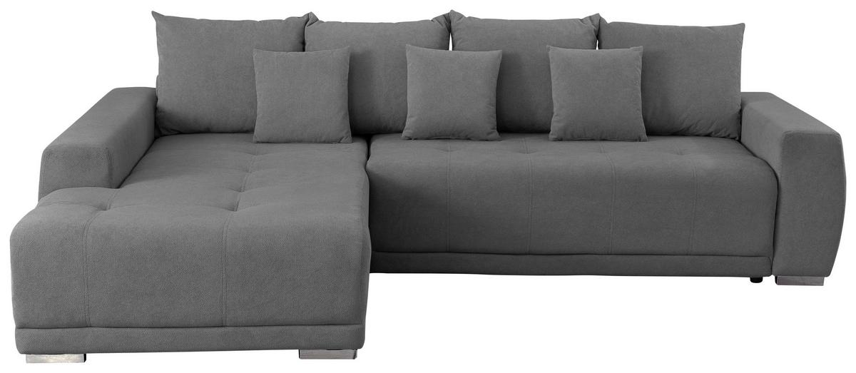 Ecksofa Madeleine Dunkelgrau S: 204x280cm - Dunkelgrau/Silberfarben, Design, Textil (204/280cm) - MID.YOU