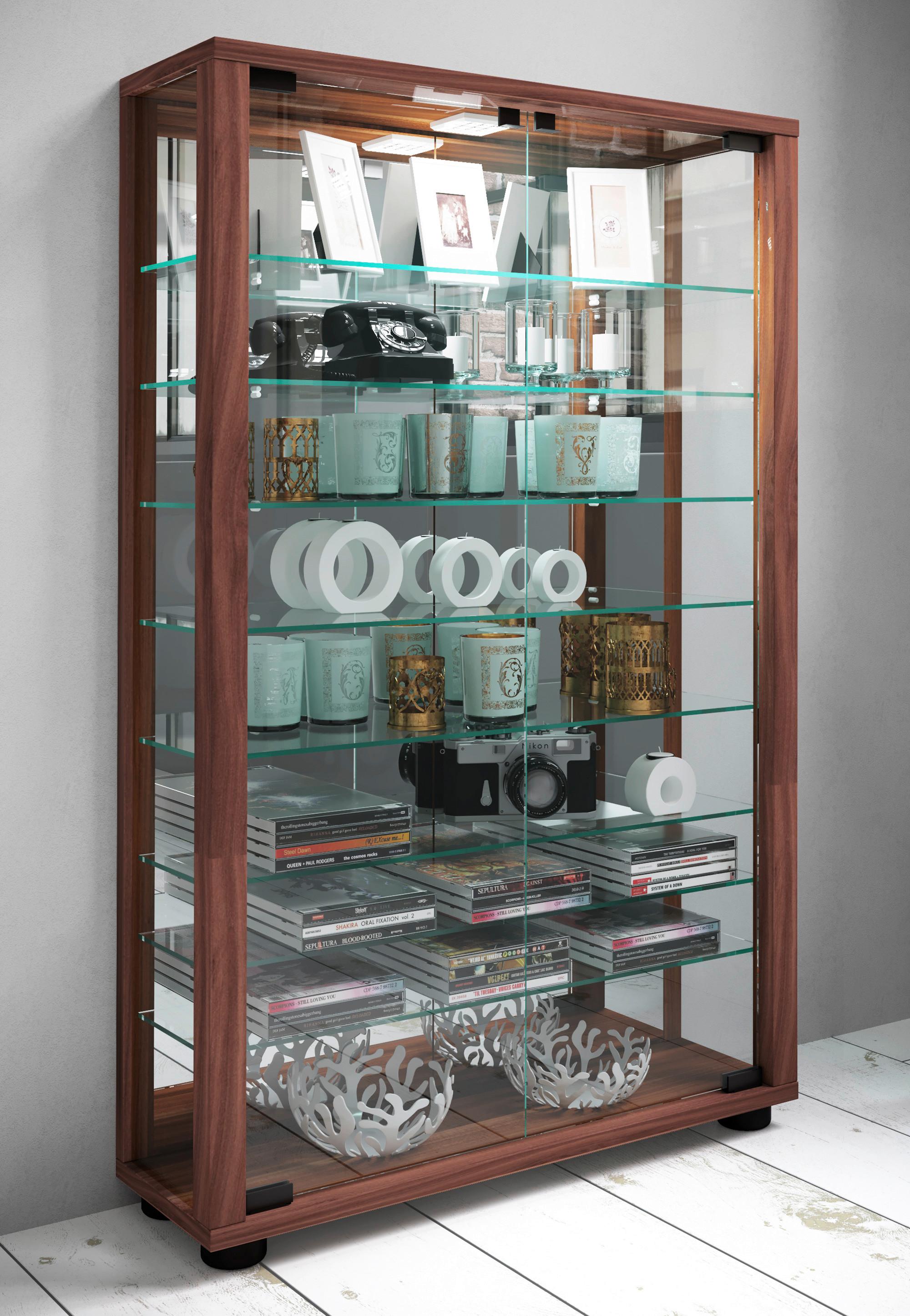 Vitrine Lumo Nussbaumfarben B: 59 cm - Nussbaumfarben, MODERN, Glas/Holzwerkstoff (59/91,3/18cm) - MID.YOU