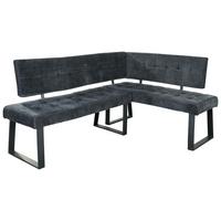 Eckbank Dunkelgrau Polyester Lavik 185x134 cm - Dunkelgrau/Schwarz, MODERN, Textil/Metall (185/134cm) - MID.YOU