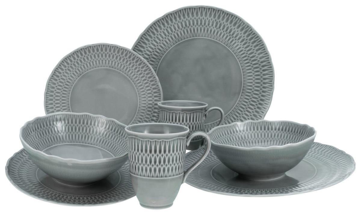 Kombiservice Sofia Keramik 2 Personen Geschirr Set Grau - Grau, Trend, Keramik (39,5/43/37cm) - Creatable