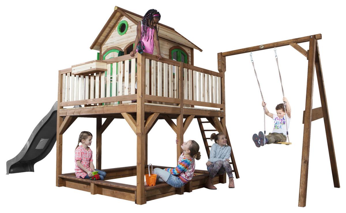 Spielturm A030.152.80 - Braun/Grau, KONVENTIONELL, Holz/Kunststoff (541/291/277cm) - Ambia Garden