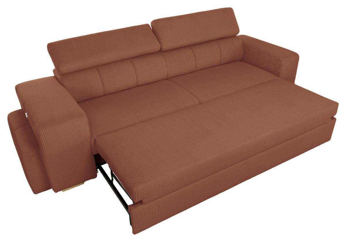 3-SitzerSofa m. Schlaffunktion Sirius S terracotta, B: 251cm - Terracotta/Schwarz, KONVENTIONELL, Holz/Holzwerkstoff (251/96/100cm)