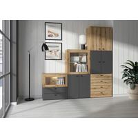 Stapelprogramm Sixty-Four - Eichefarben/Anthrazit, Trend, Holzwerkstoff (192/192/35cm)