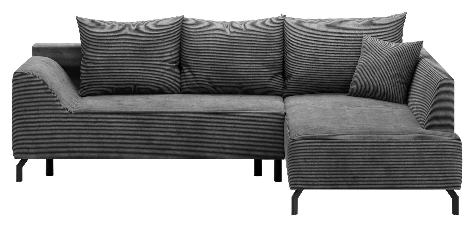 Eckschlafsofa Asolo Silberfarben S:273x167cm - Silberfarben/Schwarz, Design, Textil (273/167cm) - MID.YOU