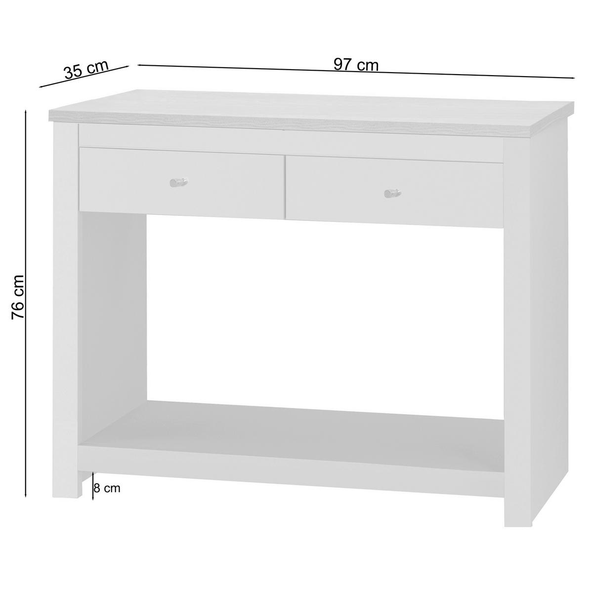 Konsolentisch Emerald Creme, Eiche Dekor L: 35cm - Eichefarben/Creme, Design, Holzwerkstoff (35/97/76cm) - MID.YOU
