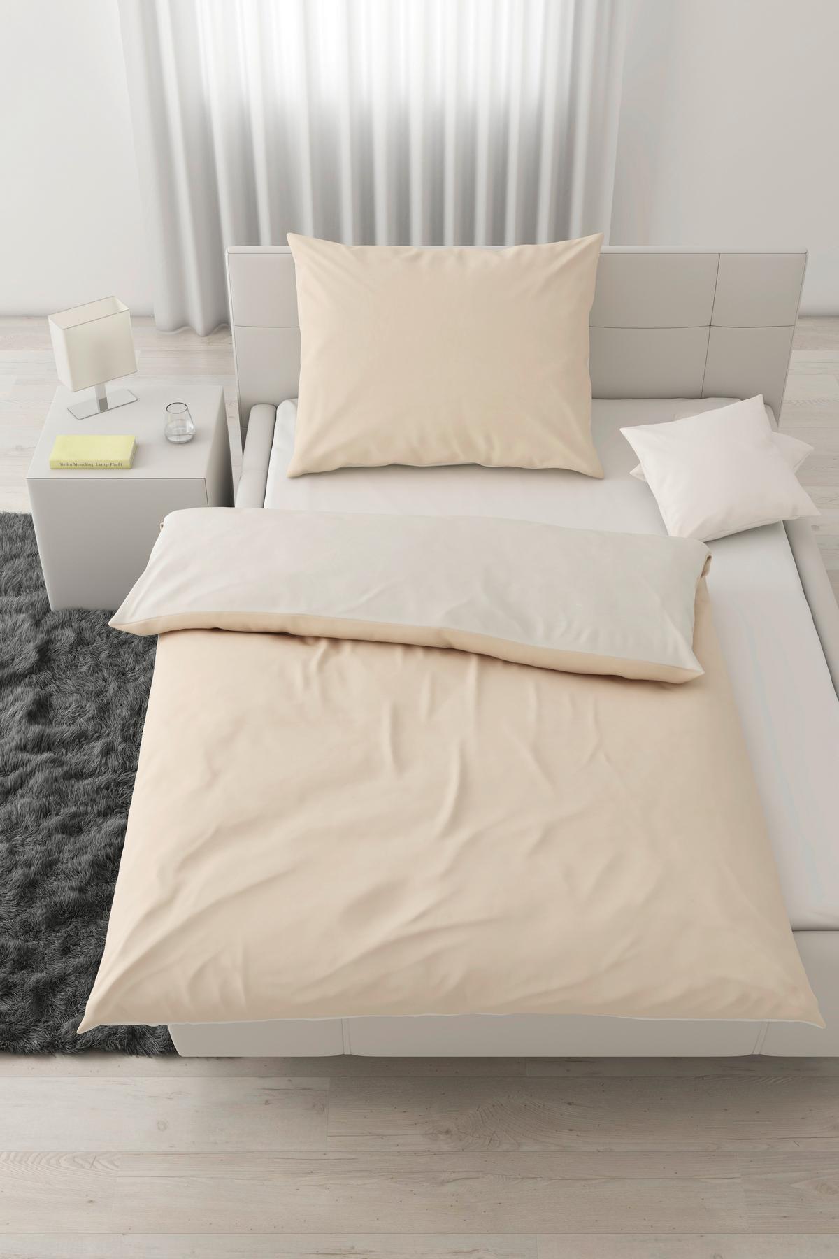 Povlečení Annika, 140/200cm, bílá,béžová - bílá/béžová, textil (140/200cm) - Modern Living