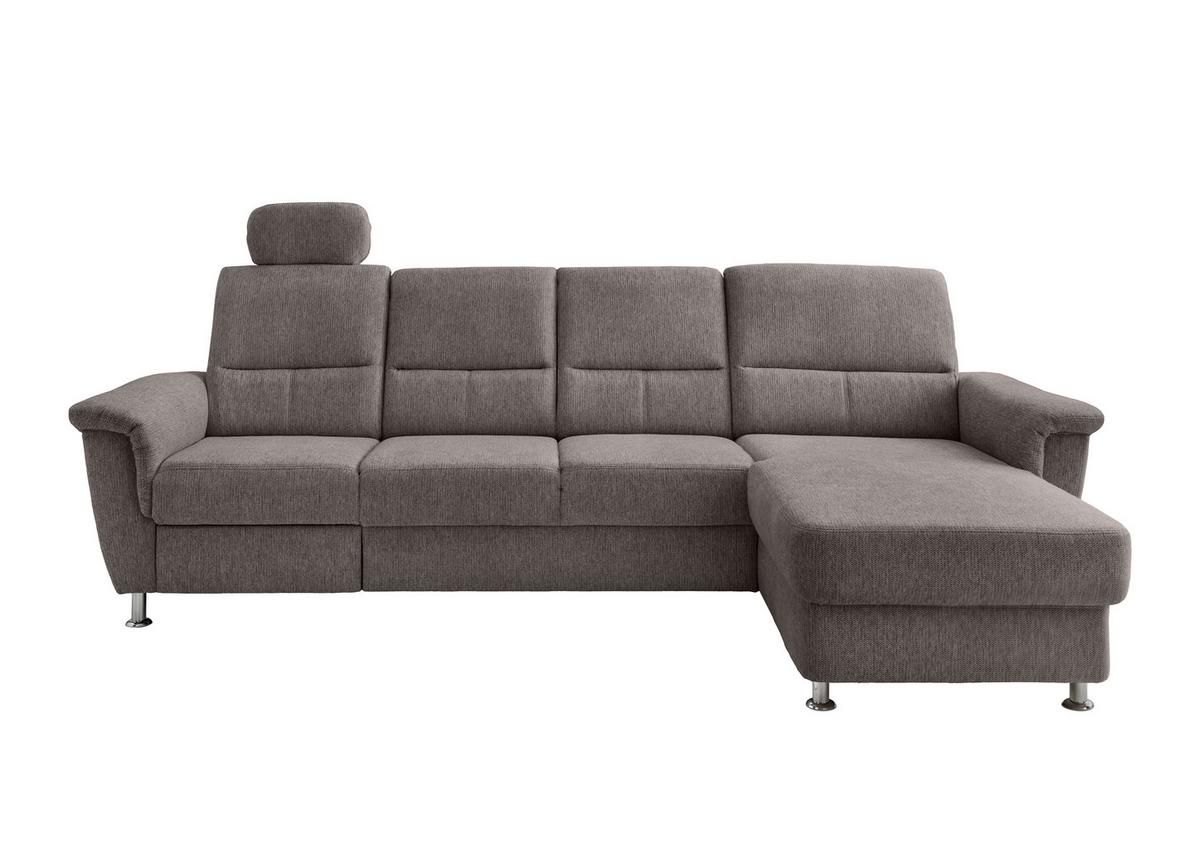 Ecksofa mit Relaxfunktion Parole Graubraun Chenille - Chromfarben/Graubraun, KONVENTIONELL, Textil (292/165cm) - Livetastic