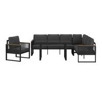 Loungegarnitur Orlando - Dunkelgrau/Naturfarben, MODERN, Glas/Kunststoff (245,5/182cm) - Beldano