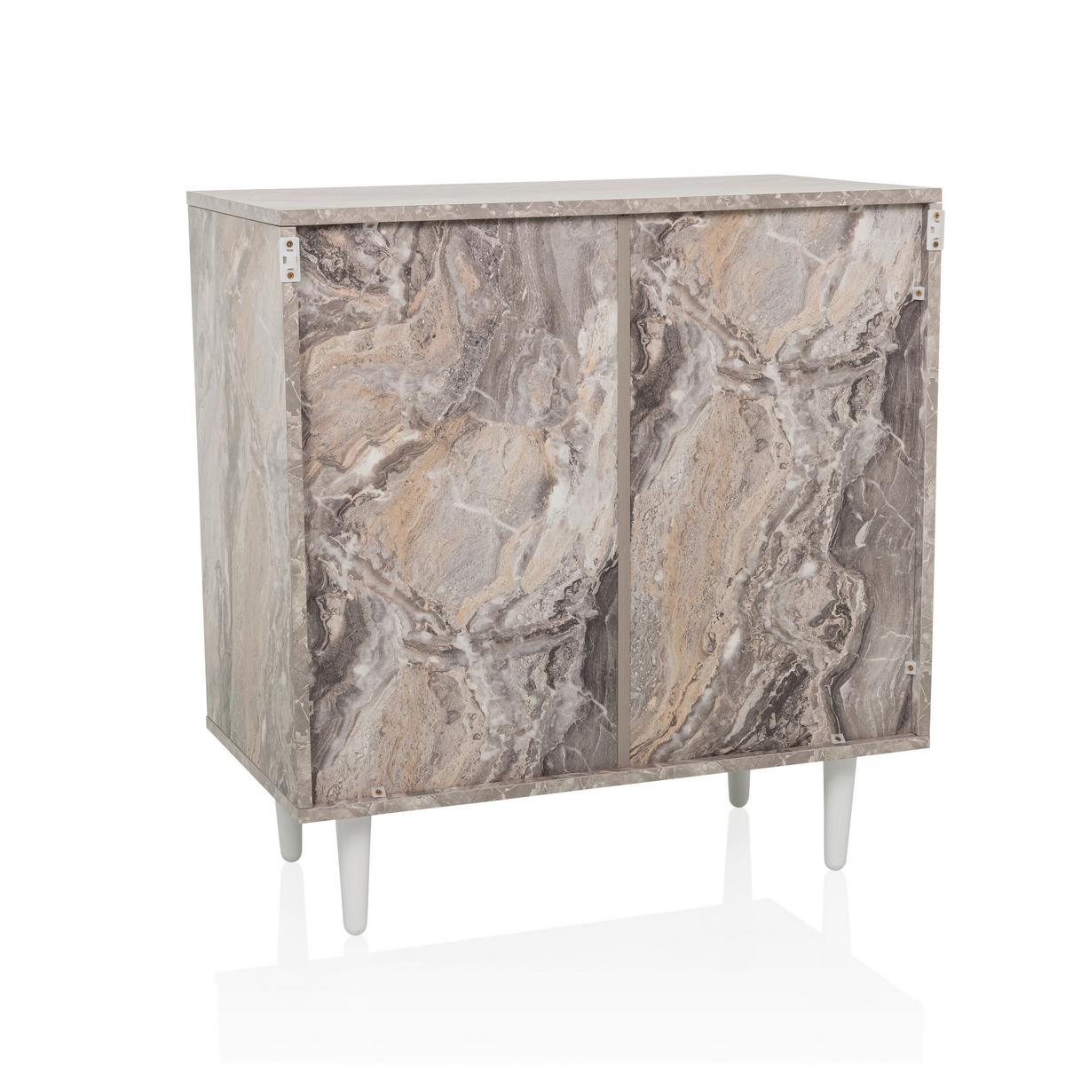 Kommode Lykkja Braun/Weiß B: 72 cm - Schwarz/Braun, MODERN, Holzwerkstoff (72/77/39,5cm) - MID.YOU