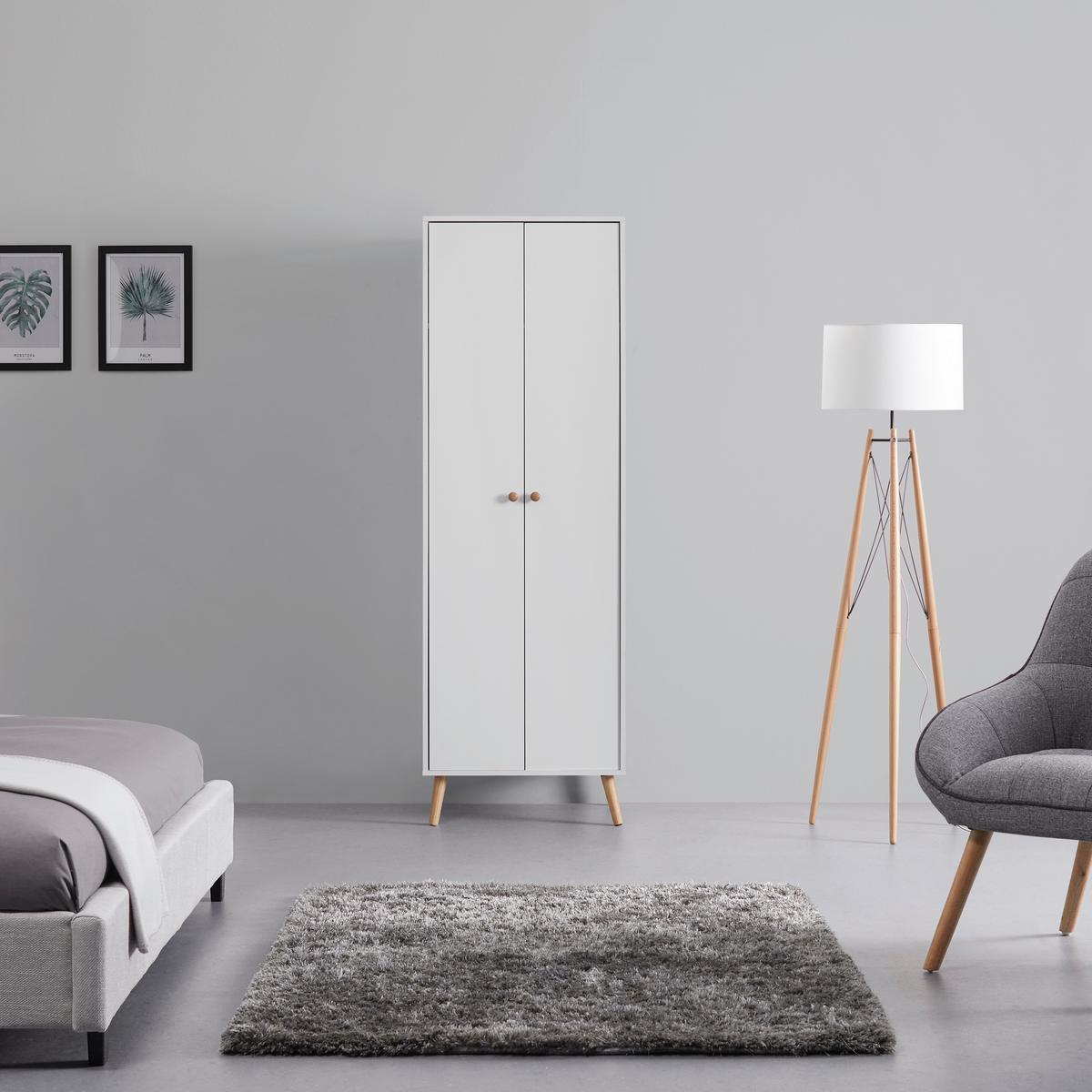Šatní skříň LUDO bílá - bílá/přírodní barvy, Moderní, kov/dřevo (60/180/40cm) - Bessagi Home