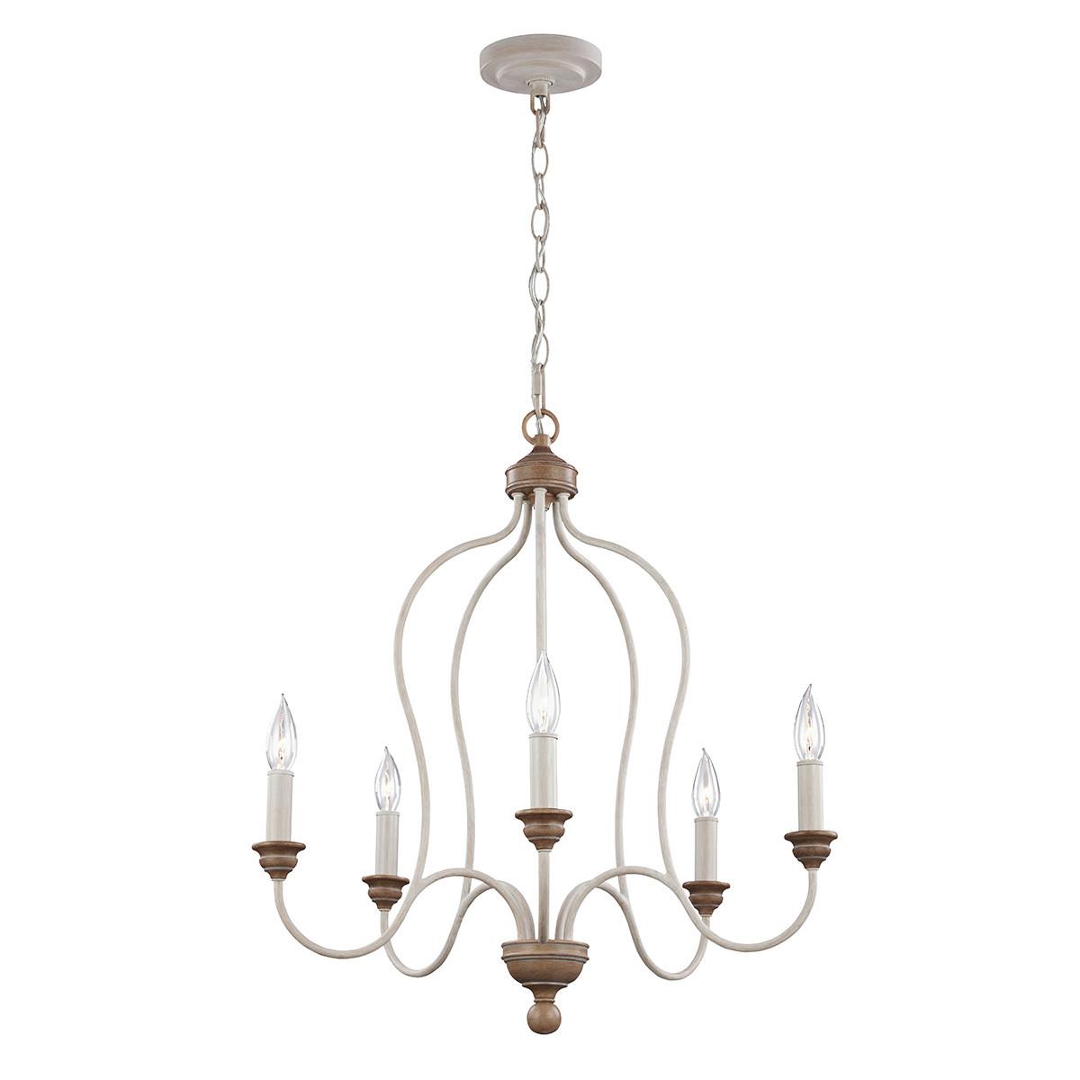 Kronleuchter Fe-Hartsville5 - Hellbraun/Beige, Natur, Metall (56.8/77.5cm) - Elstead Lighting