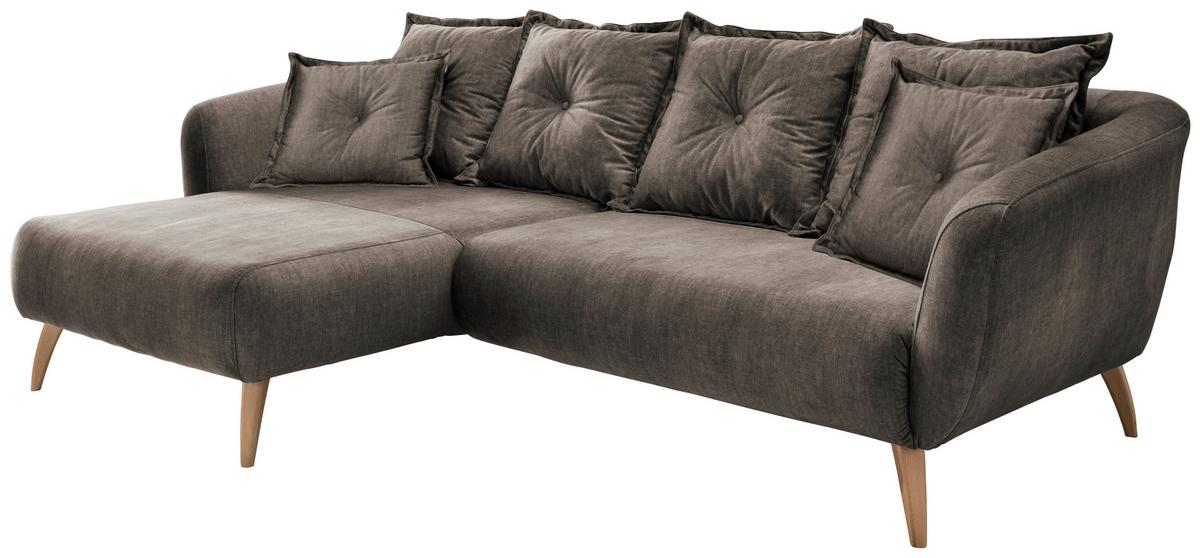 Ecksofa Baggio Braun S: 162/277 cm - Buchefarben/Braun, MODERN, Holz/Textil (162/277cm) - Livetastic