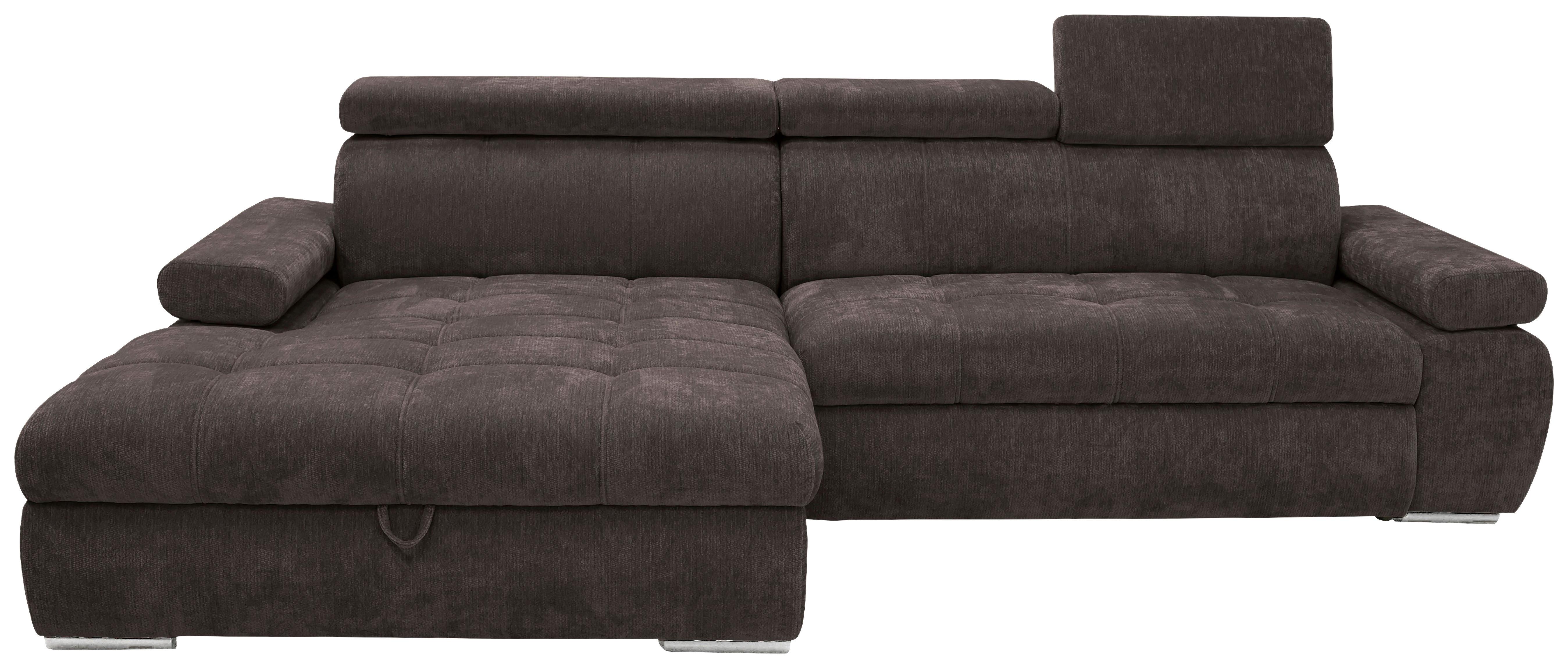 Rohová sedačka VEGAS, ľavá, tmavohnedá ženilka - tmavohnedá/strieborná, Design, drevo/textil (173/294cm)