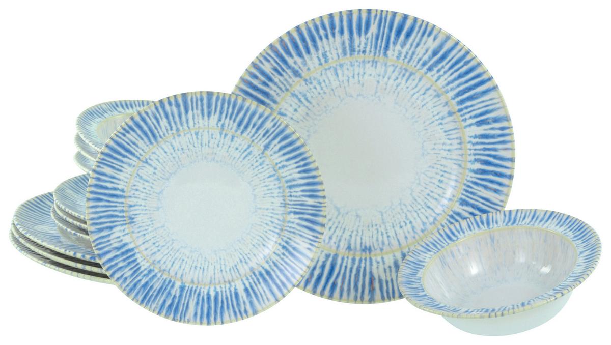 Tafelservice Summertime Weiß Hellblau - Weiß/Hellblau, Design, Keramik - Creatable