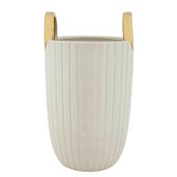 Vase Shopping Weiß, Goldfarben B: 18 Cm - Goldfarben/Weiß, Basics, Keramik (18/25/18cm)