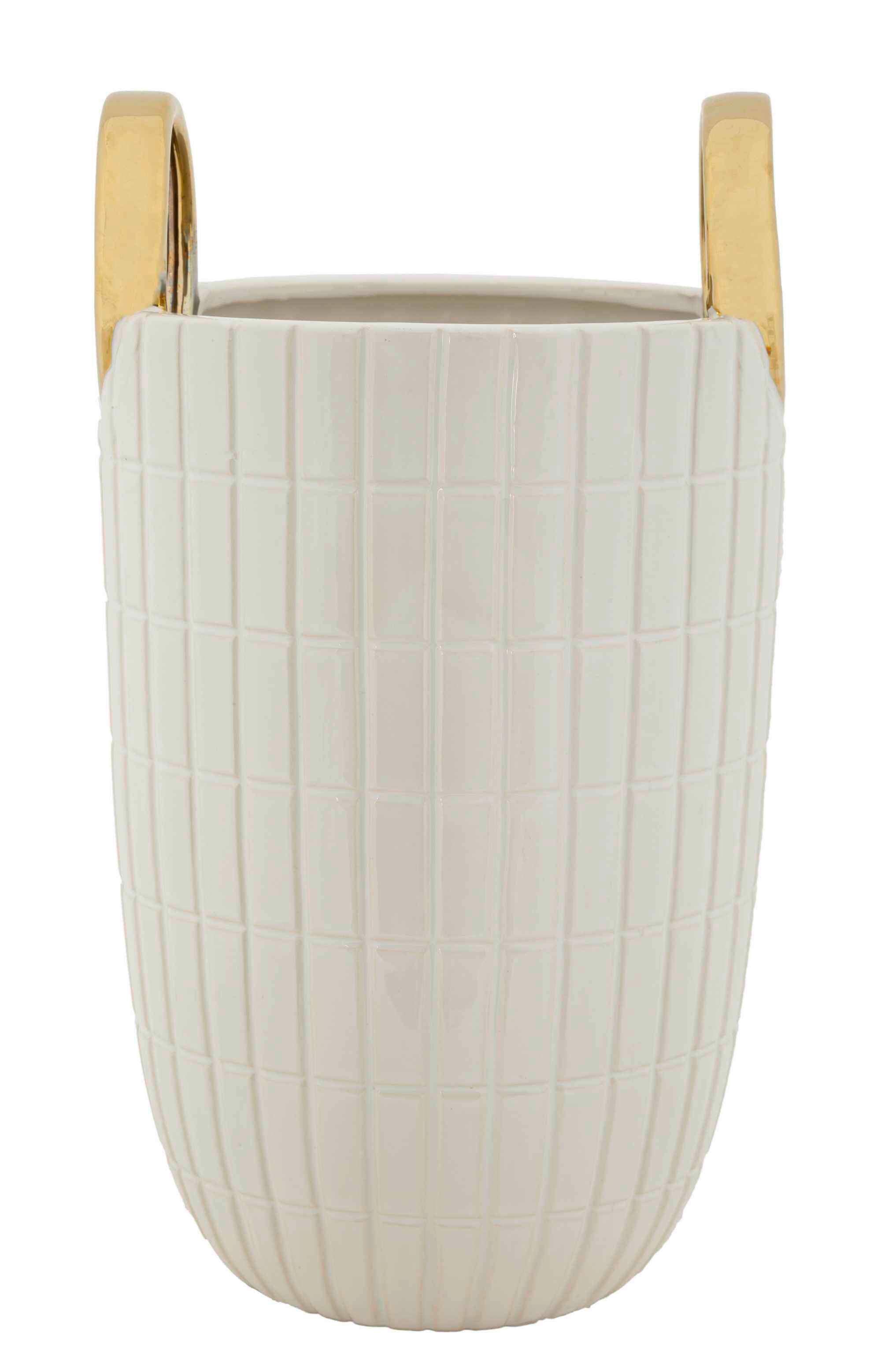 Vase Shopping Weiß, Goldfarben B: 18 cm