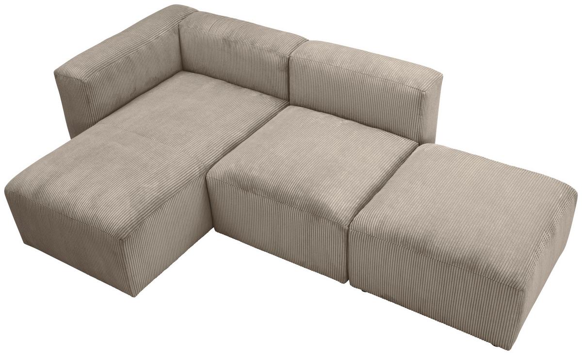 Ecksofa Lenata Taupe Cord - Taupe/Schwarz, Design, Textil (160/250cm) - Max Winzer