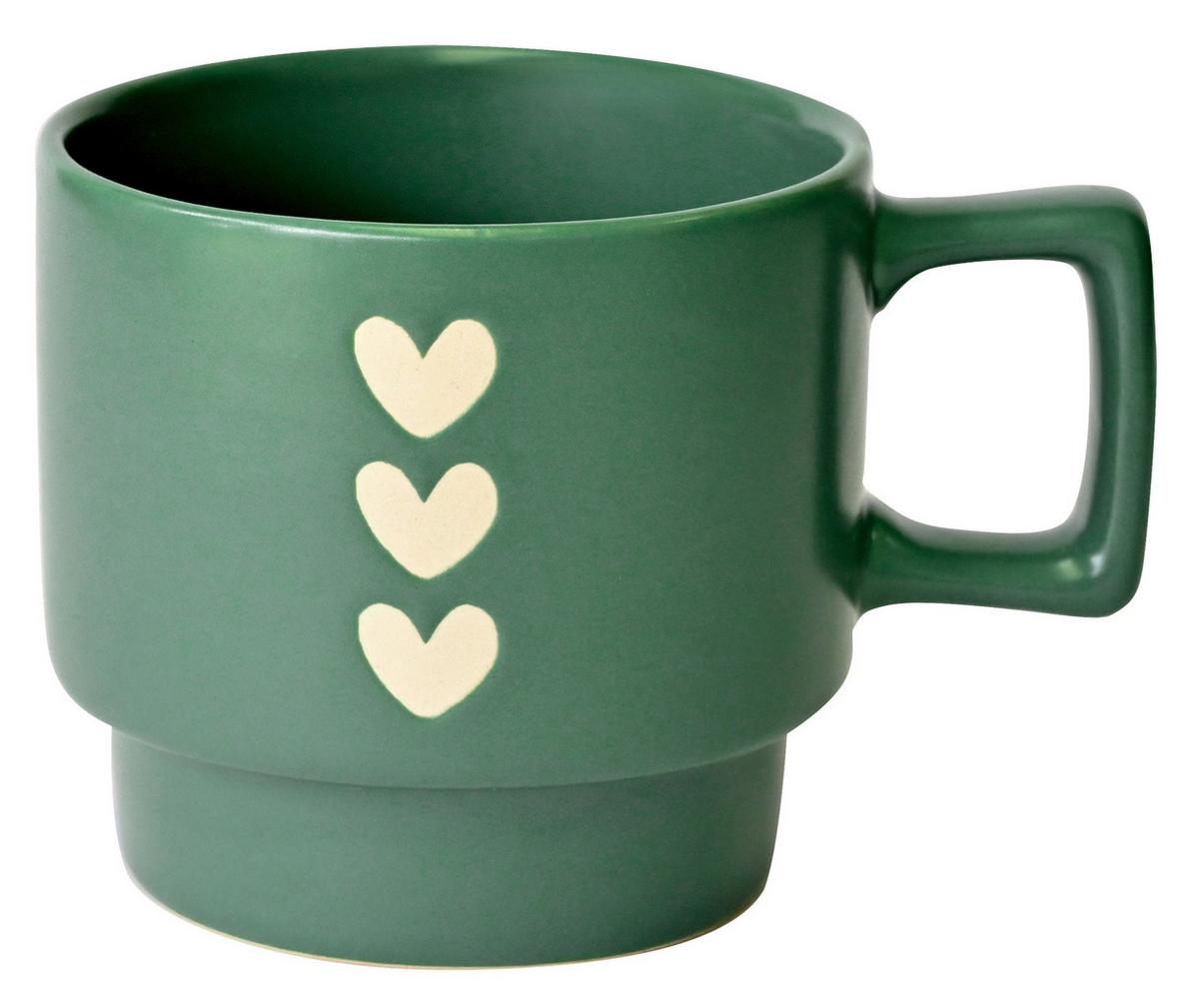Kaffeetasse Lina - Taupe/Grün, Basics, Keramik (8/7.5/8cm) - Luca Bessoni