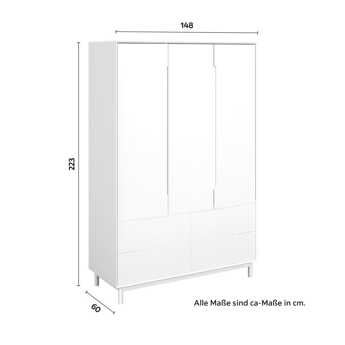 Šatní skříň MARLO š. cca 148 cm, dekor bílá - bílá, Moderní, dřevo/kompozitní dřevo (148/223/60cm) - Bessagi Home