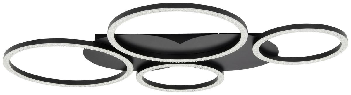 Led-deckenleuchte, 4000k Big - Schwarz, MODERN, Kunststoff/Metall (82/52/5cm)