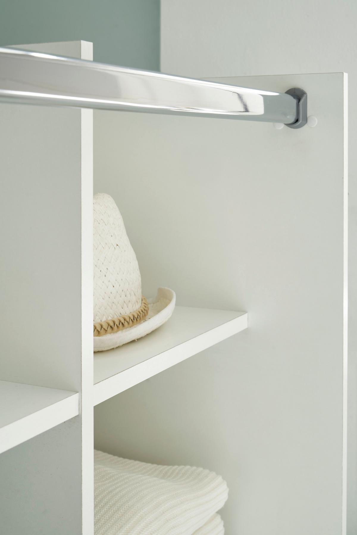 Offener Kleiderschrank Jenke Weiß/grau - Weiß/Grau, Basics, Holzwerkstoff/Textil (100/145/50cm) - MID.YOU