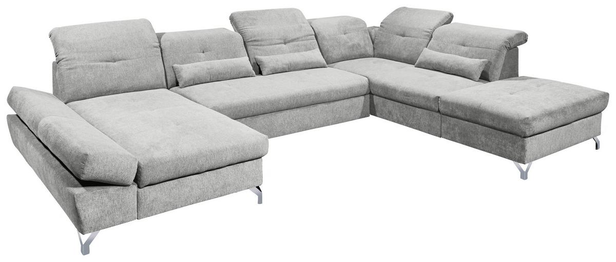 Ecksofa Melfi Schlammfarben U: 168 Cm - Schlammfarben/Silberfarben, MODERN, Textil (168/350/245cm) - MID.YOU