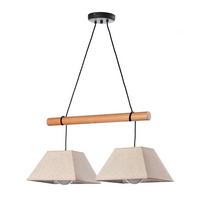 Hängeleuchte 5016/2p - Hellbraun/Schwarz, Natur, Holz/Textil (60/24/90cm)
