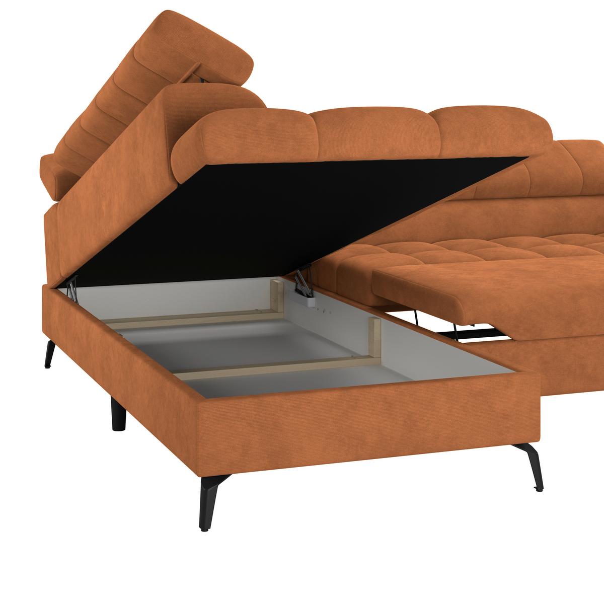 Ecksofa Volf Links New Rostfarben, S: 203x261 Cm - Rostfarben/Schwarz, Trend, Kunststoff/Textil (203/261cm)