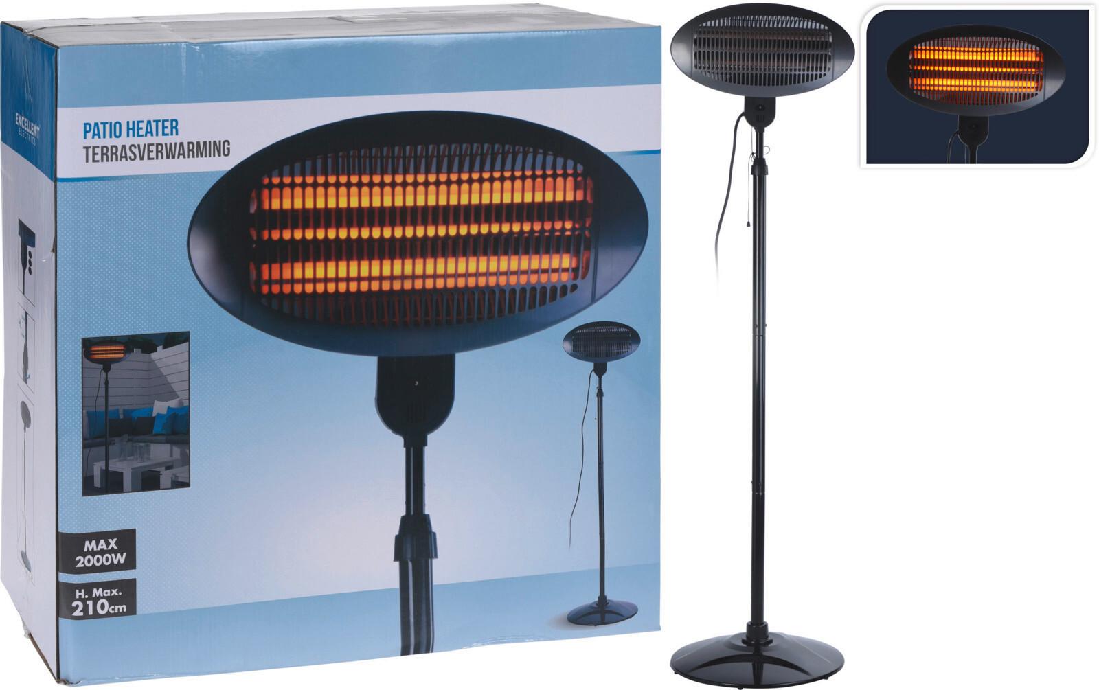 Stand-terrassenstrahler 2000 W Patio Elektro - Schwarz, Basics, Metall (50/210cm)