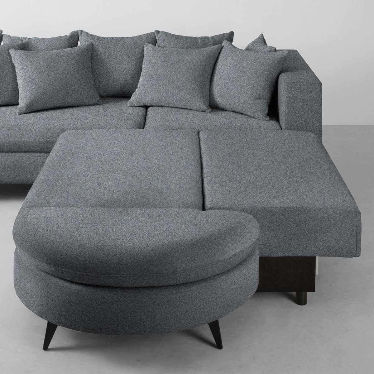 Rohová sedačka AXEL, pravá, sivá tkanina - čierna/sivá, Modern, kov/textil (291/250cm) - Mömax