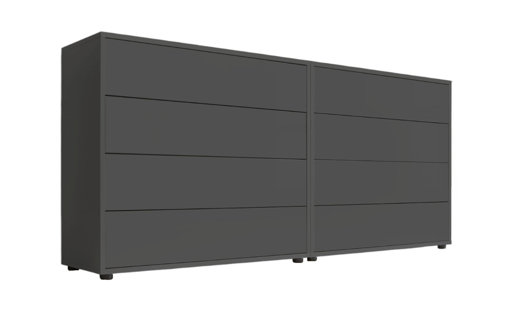Sideboard Mailand 1 B: 158cm Anthrazit - Anthrazit/Schwarz, MODERN, Holzwerkstoff (158/73/33cm) - MID.YOU