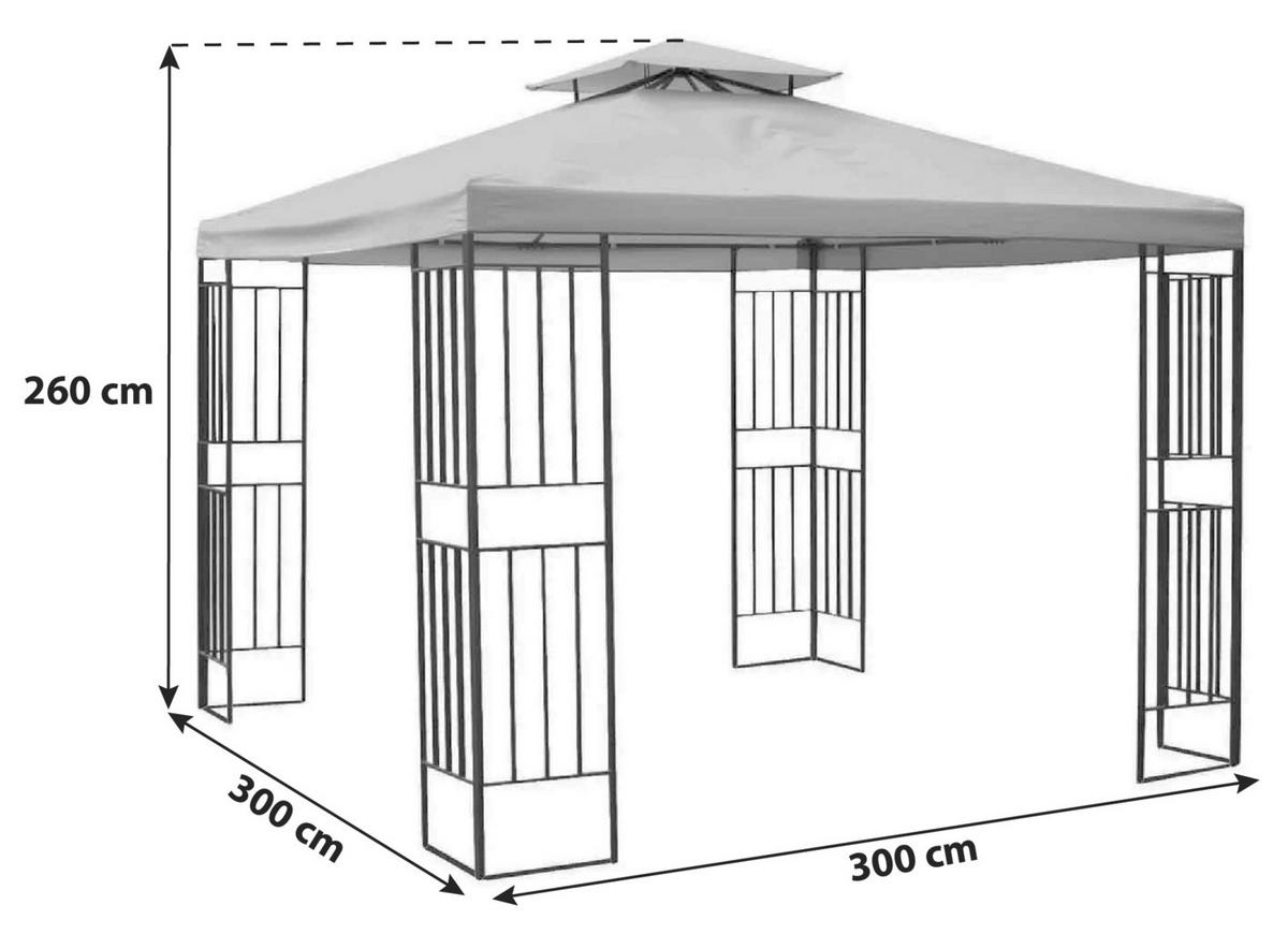 Pavillon Amazonas - Beige/Schwarz, Basics, Kunststoff/Metall (300/260/300cm) - Gardenson