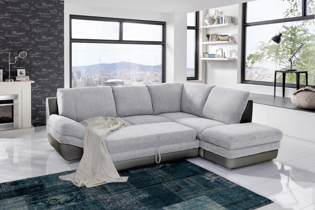 Wohnlandschaft In L-form Nardo 264x221 Cm - Chromfarben/Dunkelgrau, MODERN, Textil (264/221cm) - MID.YOU