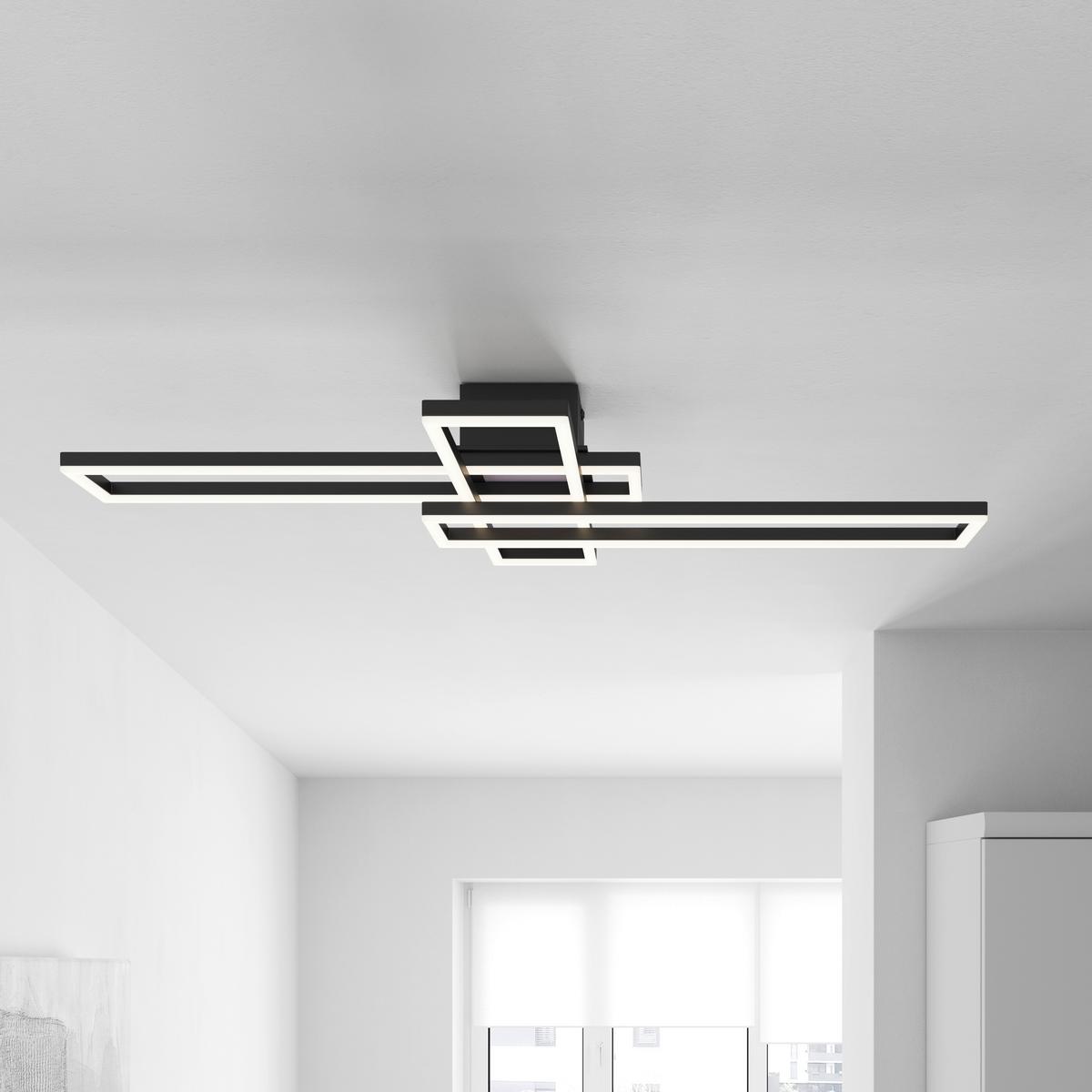 STROPNÉ LED SVIETIDLO FILM - čierna/opálová, Modern, kov (99/60/11,5cm) - Mömax