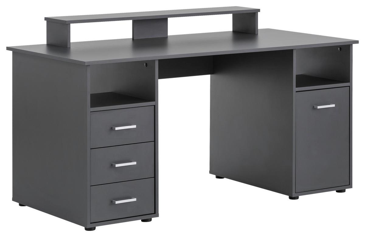 Schreibtisch B 70 cm H 70 cm Niels, Anthrazit - Anthrazit/Schwarz, MODERN, Holzwerkstoff (150/70/70cm)