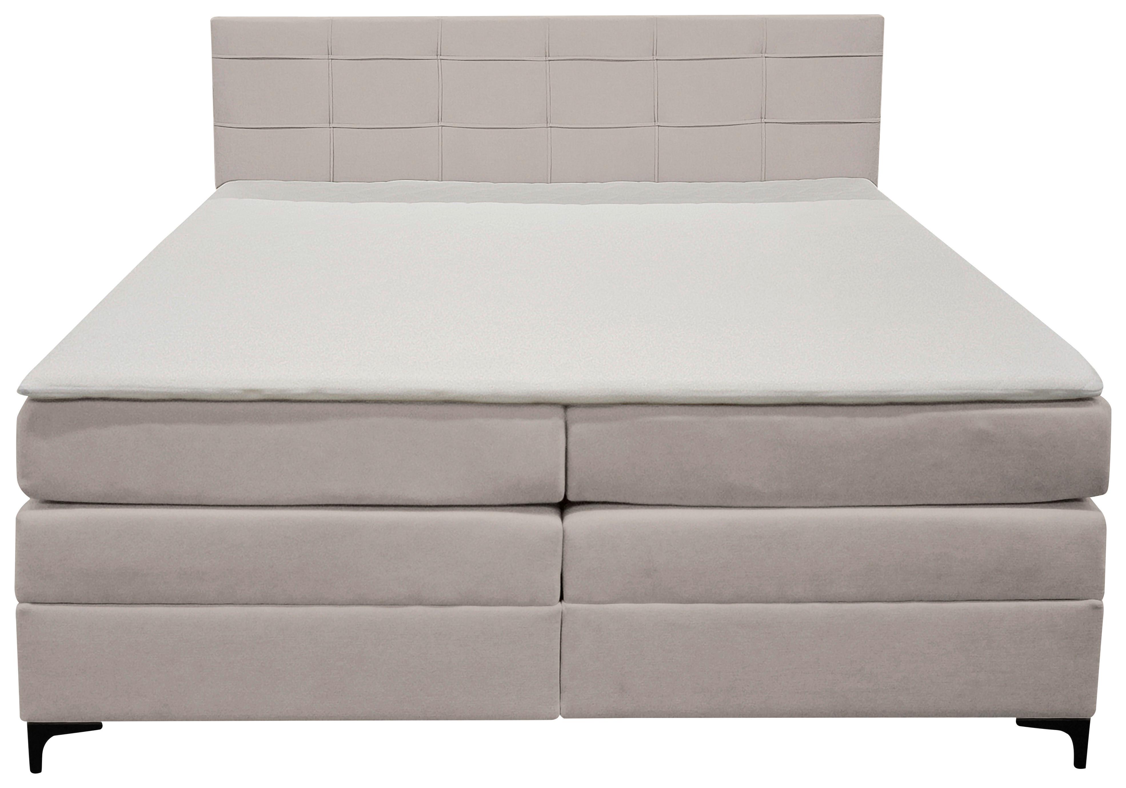 Boxspringbett Mitto mit Topper 160x200 cm - Lavagrau/Schwarz, KONVENTIONELL, Textil/Metall (160/200cm)