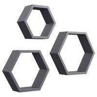 Wandregal Carla - Anthrazit, MODERN, Holzwerkstoff (34/29/24/30/25/20/9cm)