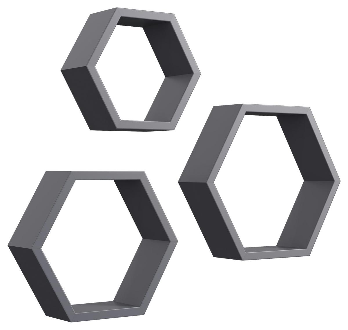 Wandregal Carla - Anthrazit, MODERN, Holzwerkstoff (34/29/24/30/25/20/9cm)