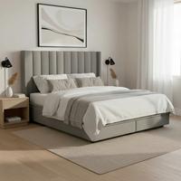 Čalúnená posteľ MAYA 180x200, sivá - sivá/tmavohnedá, Modern, kov/drevo (180/200cm) - Bessagi Home