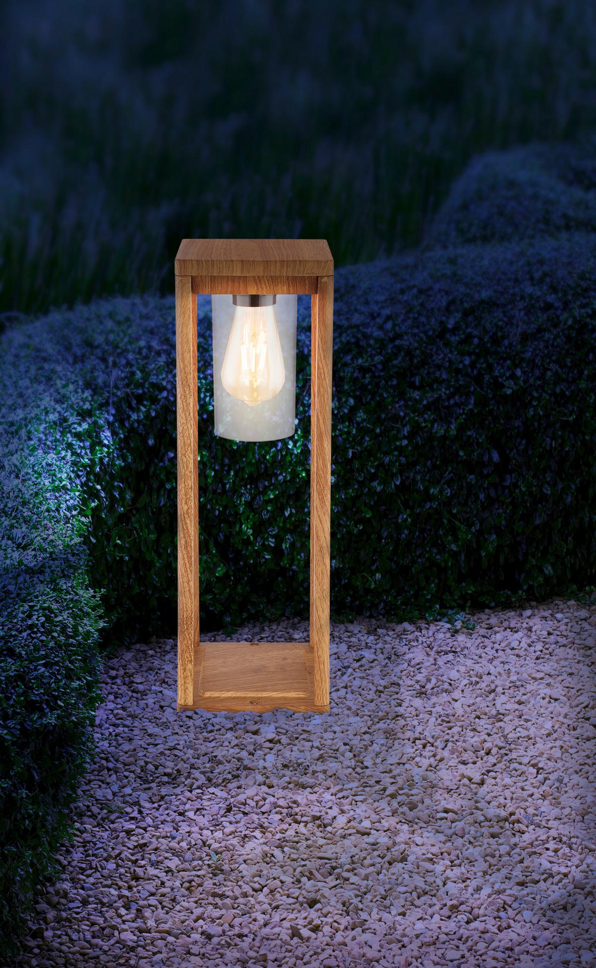 Außenleuchte Candela 15 Watt Aluminium - Klar/Naturfarben, Basics, Kunststoff/Metall (15/15/50cm) - Globo