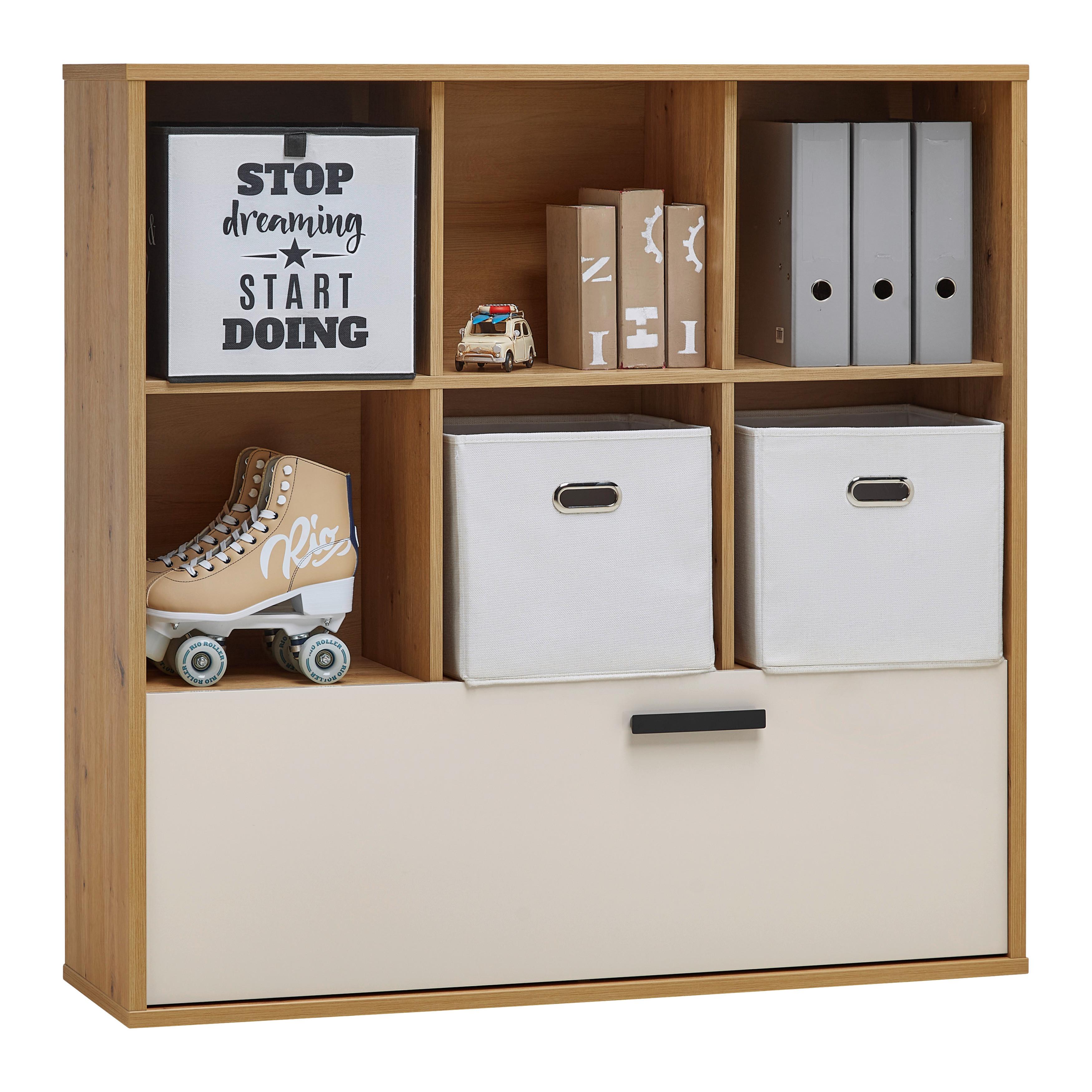 REGÁL CASA MIA - kašmírová/antracitová, Konventionell, kov/kompozitné drevo (120/121/36cm)