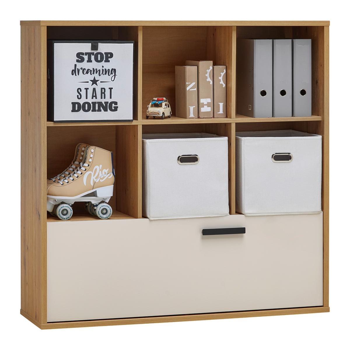 REGÁL CASA MIA - kašmírová/antracitová, Konventionell, kov/kompozitné drevo (120/121/36cm)