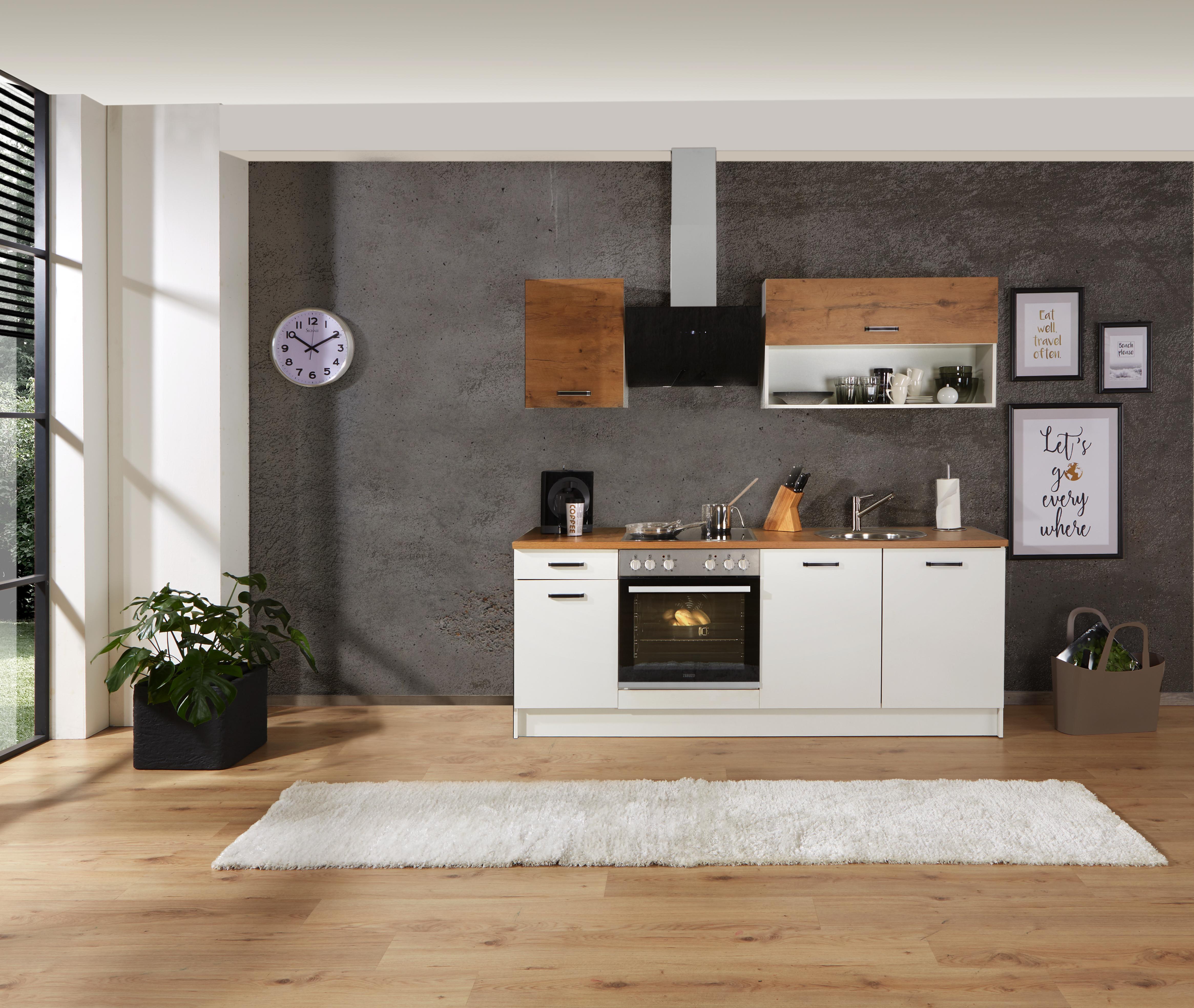 KONYHABLOKK PRAG - Tölgyfa/Fehér, konvencionális, Faalapú anyag (210/200/60cm)