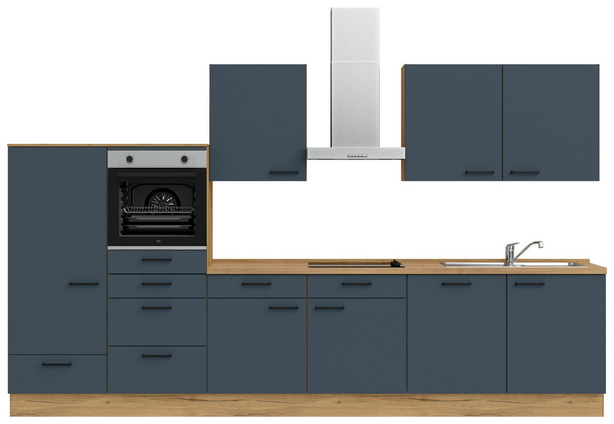 Küchenleerblock Easytouch Low-Line, L12 Links - Blau/Eichefarben, MODERN, Holzwerkstoff (360cm) - Nobilia